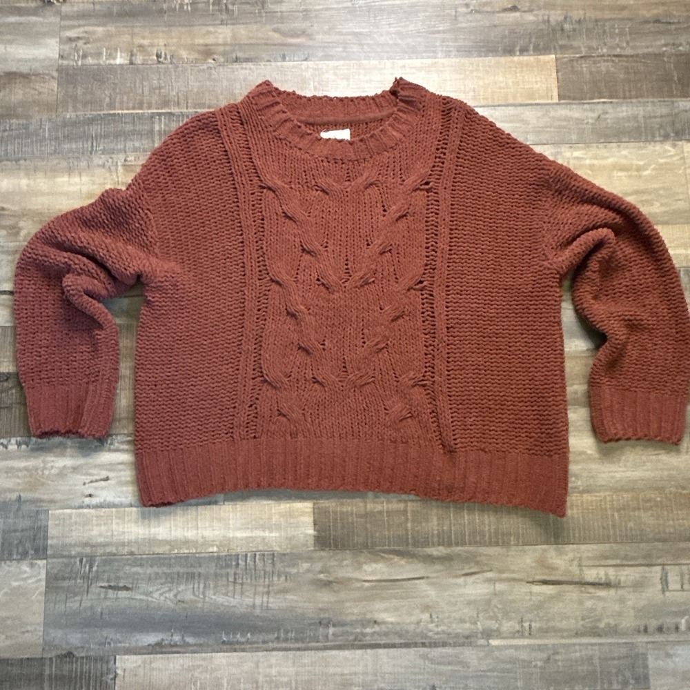 Billabong Rust Chunky Cable Knit Sweater Sz S